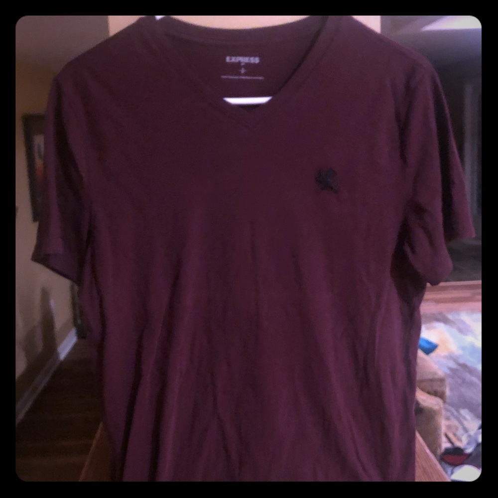 Express Burgundy V-Neck Shirt